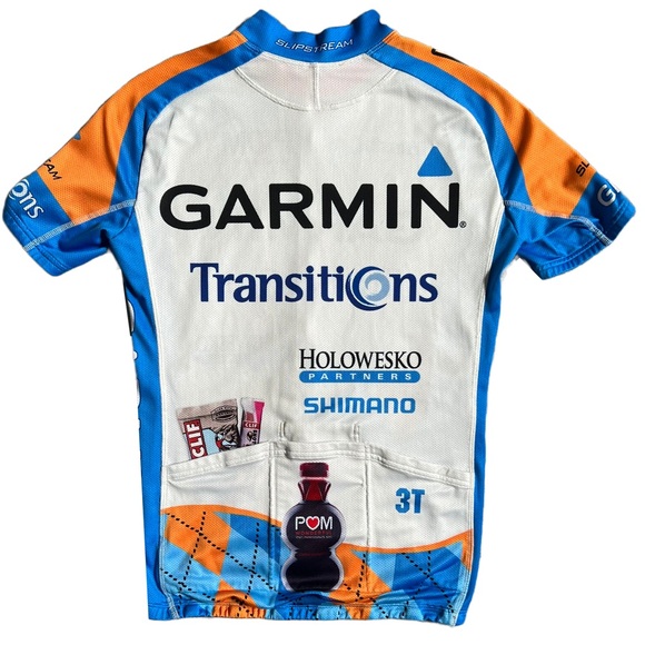 PEARL IZUMI WHITE/BLUE/ORANGE GARMIN FULL ZIP LIGHTWEIGHT CYCLING JERSEY - Picture 7 of 9